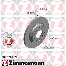 ZIMMERMANN 100.1244.20 (8E0615601D / 8E0615601Q) диск тормозной (заказывать 2шт. /  за1шт.) Audi (Ауди) с антикоррозионным покрытием coat z