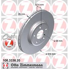ZIMMERMANN 100.3330.20 (8K0615301) диск тормозной (заказывать 2шт. /  за1шт.) Audi (Ауди) с антикоррозионным покрытием coat z