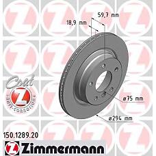 ZIMMERMANN 150.1289.20 (34211165563 / 34216855154) диск тормозной (заказывать 2шт. / цена за1шт.) BMW (БМВ) с антикоррозионным покрытием coat z