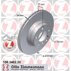 ZIMMERMANN 150.3402.20 (34116764021) диск тормозной перед. 310x24 / 77-5x120 \ BMW (БМВ) e60 / e61 2.0 / 2.1 / 2.5 / d 03>