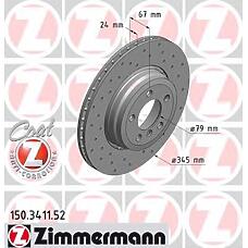 ZIMMERMANN 150341152 (34211166129) диск торм BMW (БМВ) 5 / 6 / 7 e60 / e63 / e65 зад. 01-03