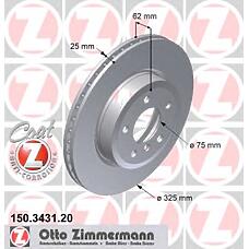 ZIMMERMANN 150.3431.20 (34113400151) диск торм.пер.вентил.[325x25mm / 5отв.] coat z