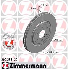 ZIMMERMANN 200.2531.20 (402065X00A) диск тормозной (заказывать 2шт. /  за1шт.) Nissan (Ниссан) с антикоррозионным покрытием coat z