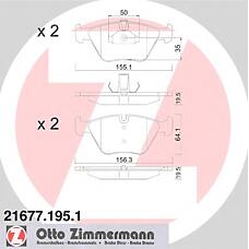 ZIMMERMANN 21677.195.1 (34111163387 / 34111163953 / 34111164330) колодки дисковые перед. 155x64x20 \ BMW (БМВ) e39 2.0i-3.5i / 2.5tdi / 3.0d 95>