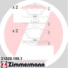 ZIMMERMANN 21829.195.1 (09198688 / 12759808 / 1605036) комплект тормозных колодок, дисковый тормоз
