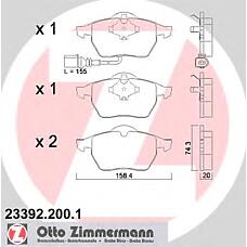 ZIMMERMANN 23392.200.1 (1J0698151K / 1J0698151M / 8N0698151A) колодки дисковые перед. 156x74x20 \ Audi (Ауди) a3 1.8t / 1.9tdi 96>,VW Golf (Гольф) IV 1.8t / 2.3 97-05