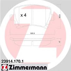 ZIMMERMANN 23914.170.1 (8E0698451F / 1K0698451G / 4F0698451A) колодки тормозные дисковые Audi (Ауди) Seat (Сеат) VW skoda