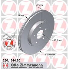 ZIMMERMANN 250.1344.20 (1321488 / 1376118 / 1388257) диск тормозной (заказывать 2шт. /  за1шт.) Ford (Форд) / Jaguar (Ягуар) с антикоррозионным покрытием coat z