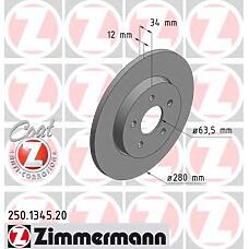 ZIMMERMANN 250.1345.20 (1323102 / 1376138 / 1464915) диск тормозной (заказывать 2шт. /  за1шт.) Ford (Форд) inkl. sensorring с антикоррозионным покрытием coat