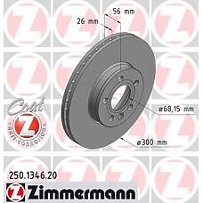 ZIMMERMANN 250.1346.20 (1141782 / 7M3615301A) диск тормозной (заказывать 2шт. / цена за1шт.) Ford (Форд) / vag / Seat (Сеат) с антикоррозионным покрытием coat z