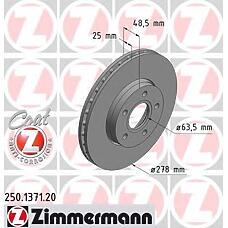 ZIMMERMANN 250.1371.20 (1790221 / AV611125DB) диск тормозной перед. 278x25 / 48-5x108 \ Ford (Форд) Focus (Фокус) / c-max 1.0-1.6 / 1.6tdci 10>