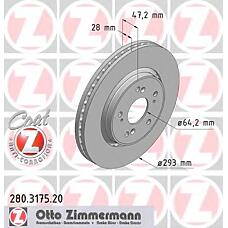ZIMMERMANN 280.3175.20 (45251SWWG01 / 45251T1EG00) диск тормозной (заказывать 2шт. /  за1шт.) Honda (Хонда) с антикоррозионным покрытием coat z