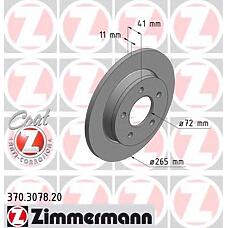 ZIMMERMANN 370.3078.20 (BP4Y26215E / BP4Y26251B / BP4Y26251C) диск тормозной задн. 265x11 / 41-5x114 \ Mazda (Мазда) 3 / 5 1.4 / 1.6td / 2.0cd 03>