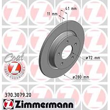 ZIMMERMANN 370.3079.20 (BP6Y26251B / BP6Y26251C / BP6Y26251D) диск тормозной задн. 280x11 / 41-5x114\ Mazda (Мазда) 3 2.0 / 2.2 / 2.3 03-14 / 5 1.8-2.3 05-10