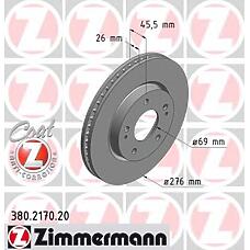 ZIMMERMANN 380.2170.20 (4615A115 / 4615A190 / MN116329) диск тормозной (заказывать 2шт. /  за1шт.) Mitsubishi (Мицубиси) с антикоррозионным покрытием coat z