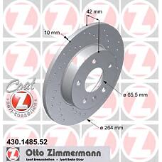 ZIMMERMANN 430.1485.52 (569109 / 90575113 / 9117772) диск тормозной sport задн. 264x10 / 42-5x110 \ Opel (Опель) Astra (Астра) 1.6-2.2d 97>