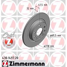 ZIMMERMANN 430.1497.20 (12762290 / 46836489 / 51799236) диск тормозной (заказывать 2шт. /  за1шт.) Opel (Опель) / Saab (Сааб) / Fiat (Фиат) с антикоррозионным покрытием coat z