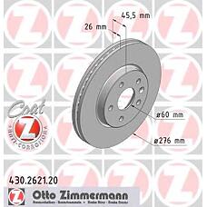 ZIMMERMANN 430.2621.20 (13502044 / 13502045 / 569069) диск тормозной перед. 276x26 / 46-5x105 \ Chevrolet (Шевроле) aveo 1.2-2.0cdi, Opel (Опель) Astra (Астра) j 1.4 / 1.6