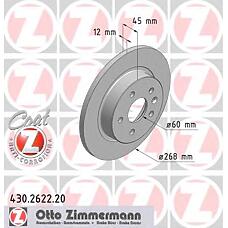 ZIMMERMANN 430.2622.20 (13502134 / 13502135 / 13502136) диск тормозной (заказывать 2шт. /  за1шт.) Opel (Опель) / Chevrolet (Шевроле) с антикоррозионным покрытием coat z
