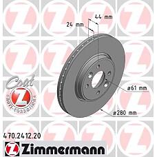 ZIMMERMANN 470.2412.20 (7700426389 / 7701205086 / 7701205230) диск тормозной (заказывать 2шт. /  за1шт.) Renault (Рено) с антикоррозионным покрытием coat z