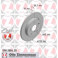 ZIMMERMANN 590.2804.20 (4243102170 / 4243112280) диск тормозной (заказывать 2шт. /  за1шт.) Toyota (Тойота) с антикоррозионным покрытием coat z