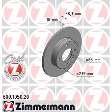 ZIMMERMANN 600105020 (811615301 / 823615301) тормозной диск