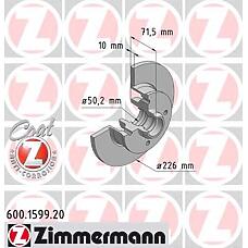ZIMMERMANN 600.1599.20 (191615601 / 191615601B / 357615601) диск тормозной