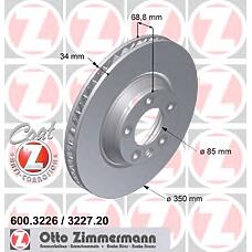 ZIMMERMANN 600.3227.20 (7L6615302E / 7L6615302K / 7L8615302) диск тормозной правый vag / Porsche (Порше) с антикоррозионным покрытием coat z