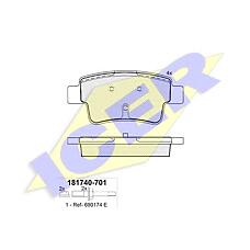 ICER 181740-701 (77363959 / 1605356 / 93189823) колодки дисковые задние\ Fiat (Фиат) grande Punto (Пунто) 1.2 / 1.4 / 1.3d / 1.9d 05>