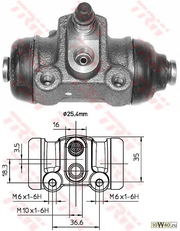 цилиндр тормозной рабочий | зад прав / лев | nissan terrano II 1993 >>ford maverick 1996 - 1998