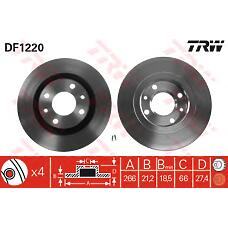 TRW DF1220 (00004246W6 / 169002 / 230191) диск тормозной передний\ Citroen (Ситроен) xantia, Peugeot (Пежо) 405 1.8-2.0hdi 85>