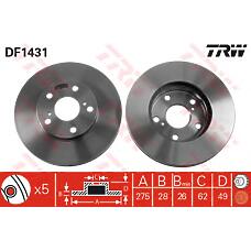 TRW DF1431 (09562410 / 0986478632 / 0986479893) торм.диск пер.вент.[275x28] 5 отв.