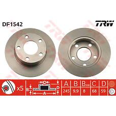 TRW DF1542 (437615601 / 561247J) диск тормозной задний\ Audi (Ауди) 100 / 200 2.0-2.5tdi 84>