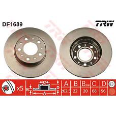 TRW DF1689 (13599063 / 31262100 / 561492J) диск тормозной передний 14 wheel\ Volvo (Вольво) 740-780 2.0-2.9 / 2.4d 88>