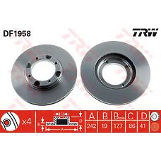 TRW DF1958 (5171221350 / 5171224100 / 5171221B00) диск тормозной передний\  () Accent (Акцент) 1.3-1.5 85>
