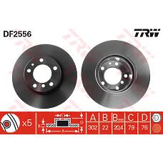 TRW DF2556 (34111160936 / 34111158040 / 34111159897) диск тормозной передний\ BMW (БМВ) e32 / e34 2.5-2.5tds m20 / m30 / m50 / m52 87>