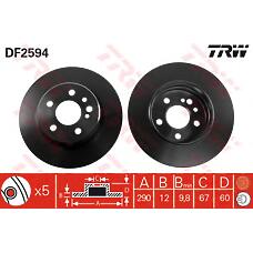 TRW DF2594 (1404230612 / A1404230612 / 230414) диск тормозной задний\ mb w140 2.8 / 3.2 / 3.4td 91-99