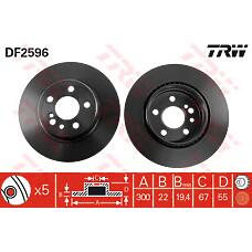 TRW DF2596 (1404230412 / A1404230412 / 57412) диск тормозной задний\ mb w140 4.0-6.0 91-99
