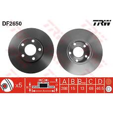 TRW DF2650 (08347 / 08352 / 08574710) диск тормозной | перед |