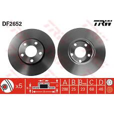 TRW DF2652 (010606100022 / 08352 / 09574510) диск тормозной передний 5 отв.\ Audi (Ауди) 100 / a4 / a6, VW Passat (Пассат) all 90>