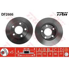 TRW DF2666 (443615601B / 4D0615601A / 561361J) диск тормозной задний\ Audi (Ауди) 100 / 200 / a8 1.8-2.8 84-97