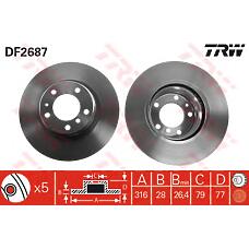 TRW DF2687 (09587510 / 0986478622 / 1063324) тормозной диск
