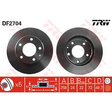 TRW df2704 (08735210 / 09558410 / 09558414) диск торм передн