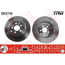 TRW DF2715 (9566928380 / 4246J5 / 4246J6) диск тормозной задний\ Fiat (Фиат) ulysse, Peugeot (Пежо) 806 2.0 / 1.9td / 2.1td 94>