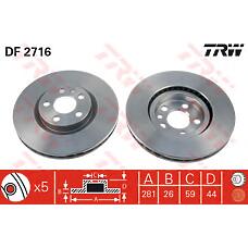 TRW DF2716 (0001309392080 / 1309392080 / 1317651080) диск тормозной передний\ Fiat (Фиат) ulysse, Peugeot (Пежо) 806 2.0 / 1.9td / 2.1td 94>