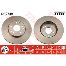 TRW DF2749 (1244212412 / A1244212412 / 561874) диск тормозной передний\ mb w124 2.8 / 3.2 / 4.0 92>