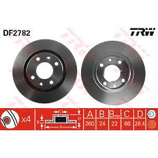 TRW DF2782 (4246L9 / 230455 / 4246L9S) диск тормозной передний\ Peugeot (Пежо) 406 1.6-1.9td 95>