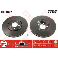 TRW DF4027 (010406116741 / 02679 / 08716511) торм.диск пер.вент.[288x25] 5 отв.