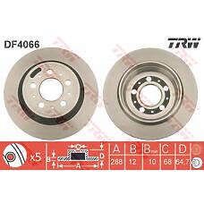 TRW DF4066 (08776510 / 08776511 / 08776575) диск тормозной задний\ Volvo (Вольво) c70-v70 2.0-3.0 / 2.4d / 2.5tdi 98>