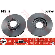TRW DF4111 (7700302128 / 4500098 / 9160398) диск торм. пер. \ Renault (Рено) master 1.9dti-2.8dti 98>